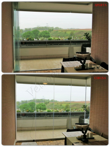 Collage vista interna Vetrata pieghevole aperta e chiusa Roma VetroeXpert Vetrate Pieghevoli e vetrate a scomparsa Glassroom 1