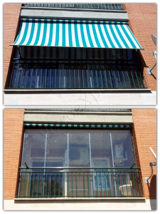 Veranda in vetro per balcone con tenda Roma VetroeXpert Vetrate Pieghevoli e vetrate a scomparsa Glassroom