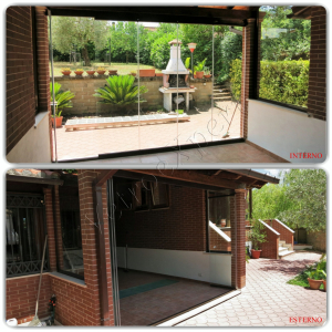 Vetrata pieghevole aperta uscita patio Roma VetroeXpert Vetrate Pieghevoli e vetrate a scomparsa Glassroom 1