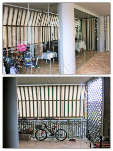 Vetrata pieghevole chiusa uscita balcone vista frontale Roma VetroeXpert Vetrate Pieghevoli e vetrate a scomparsa Glassroom 1