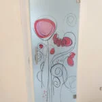 porta in vetro opaco con decorazione serigrafica rosa