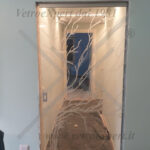 porta in vetro con mantovana con decorazione 2