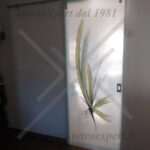 porta in vetro satinato decorata con carrucola acciaio 2